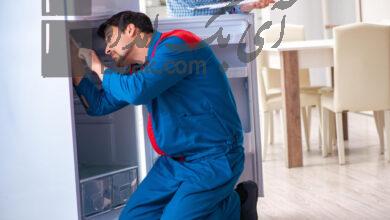 man repairing fridge with customer 1 1024x683 1